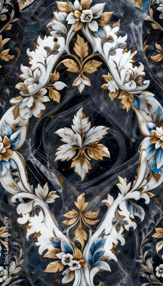 A marble surface with a floral pattern A marble surface with a floral pattern