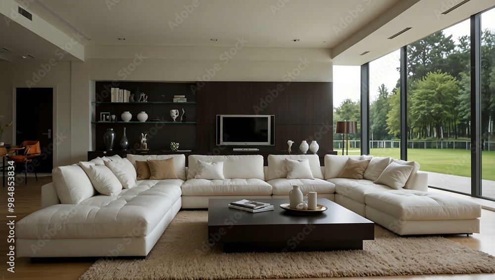 Modern living room with stylish furniture. Modern living room with stylish furniture.