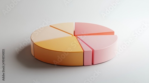 A high-resolution image of a rotating 3D pie chart, highlighting financial performance metrics with clear, labeled sections and a neutral backdrop. photo