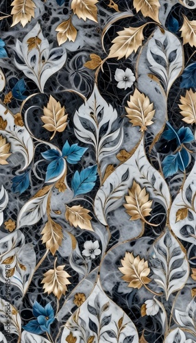 A marble surface with a floral pattern