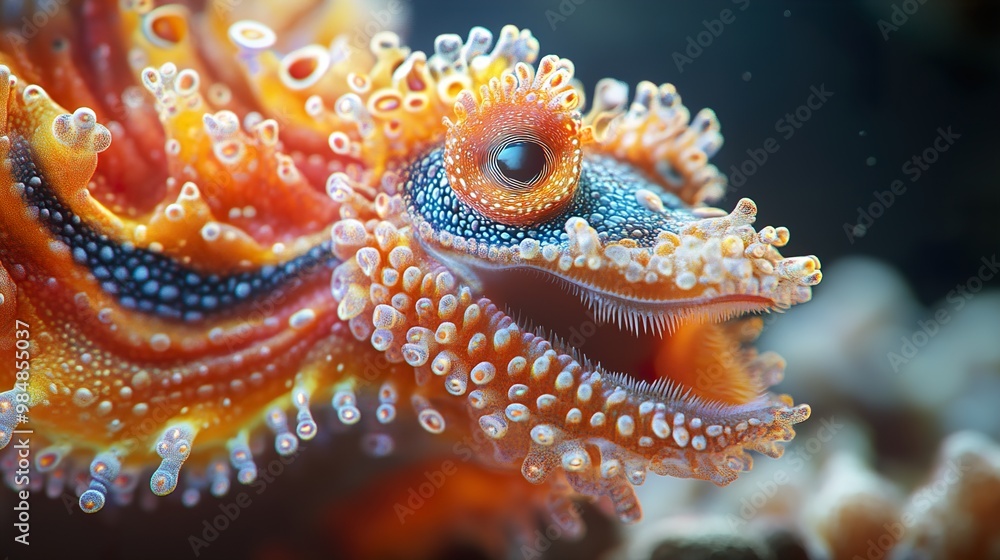 Close-up of a Colorful Sea Creature in its Natural Habitat Close-up of a Colorful Sea Creature in its Natural Habitat