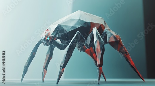 An animated low poly creature with dynamic topology, demonstrating how vertex, edge, and face arrangement affect its deformation and movement photo