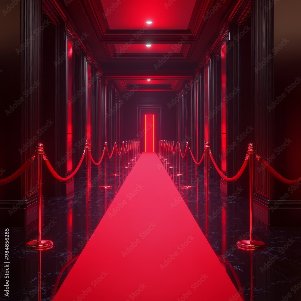 Red Carpet Corridor A Path to Exclusivity, 3D Render, Interior Design, Red Light, Luxury , Entrance , Glamour Red Carpet Corridor A Path to Exclusivity, 3D Render, Interior Design, Red Light, Luxury , Entrance , Glamour
