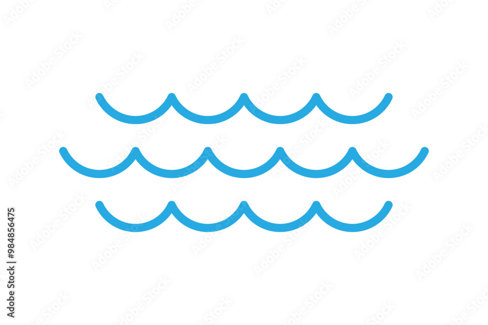 Blue lines curved waves illustration pattern isolated on white background. Vector icons in flat style Blue lines curved waves illustration pattern isolated on white background. Vector icons in flat style