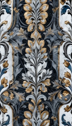 A marble surface with a floral pattern