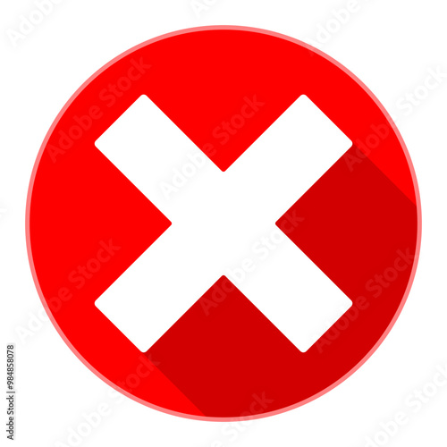 Circle Red X  mark icon symbol. Flat vector illustration