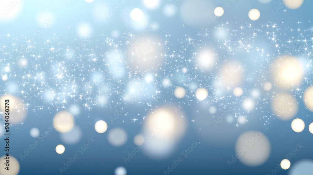 Obraz premium abstract light blue bokeh background, sparkling star transparent background