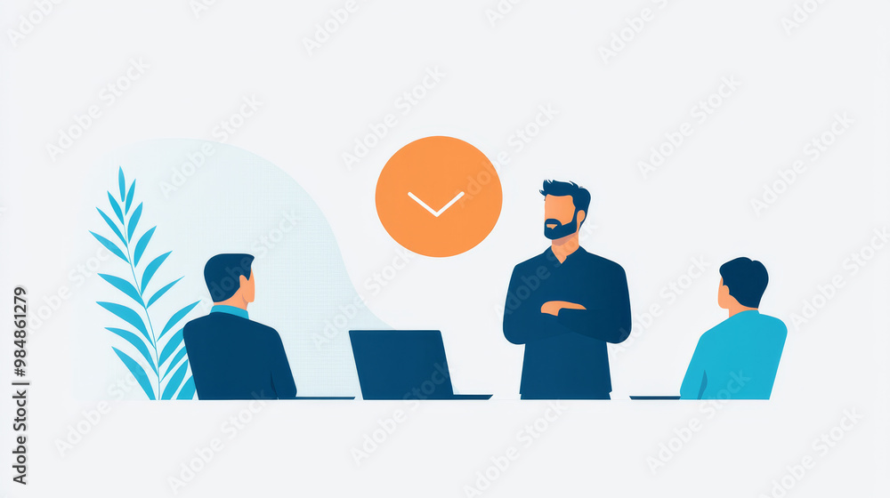 A team of three colleagues working together in the office. A team of three colleagues working together in the office.