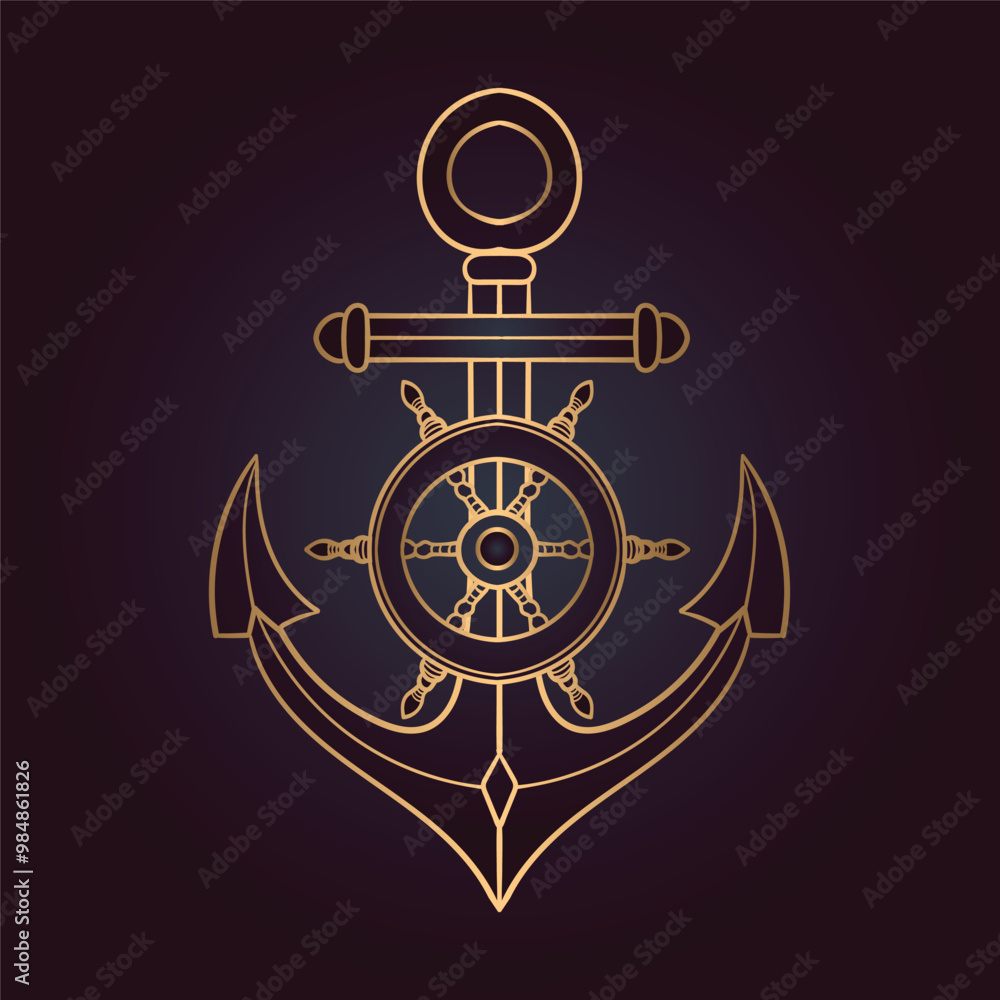 Naklejka premium Vector illustration of Anchor symbol, vector