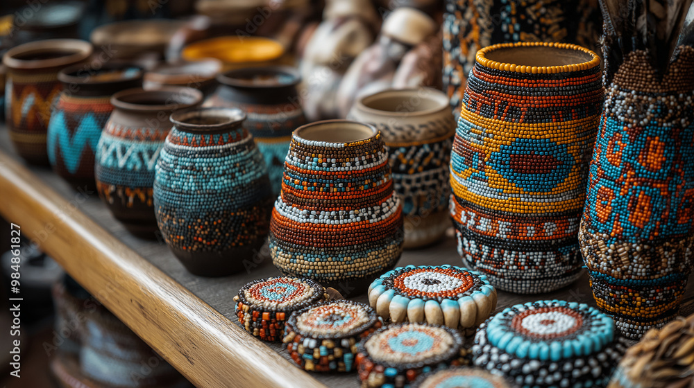 An exploration of Native American art, featuring intricate beadwork and pottery, highlighting cultural significance and creativity, Native American Day An exploration of Native American art, featuring intricate beadwork and pottery, highlighting cultural significance and creativity, Native American Day