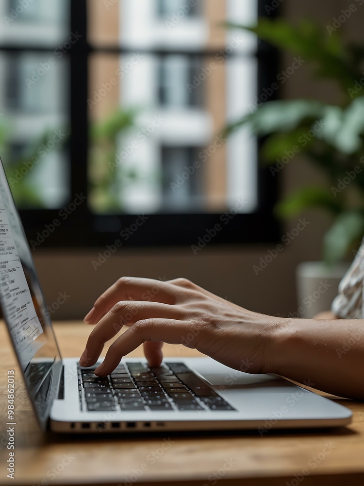 Person sending an email using a laptop. Person sending an email using a laptop.