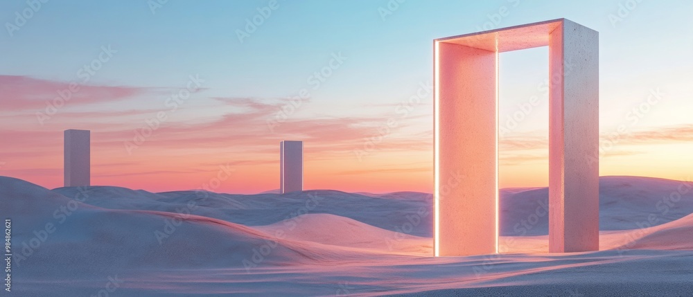 Fototapeta premium A large, white archway is the focal point of this image