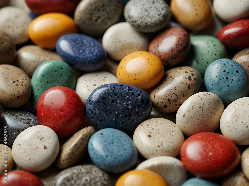 Pile of smooth, colorful pebbles on white. Pile of smooth, colorful pebbles on white.