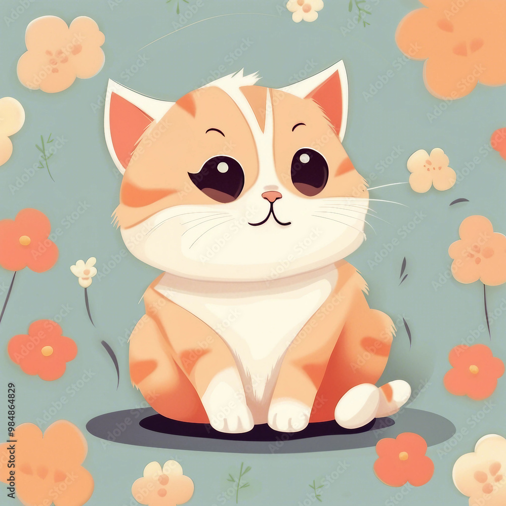 Fototapeta premium cute adorable little cat illustration