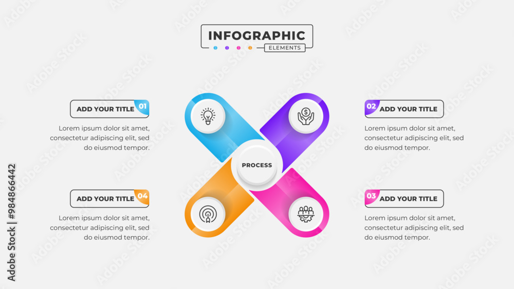 Vector 4 steps business process infographic design template Vector 4 steps business process infographic design template