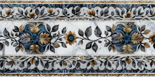 marble surface with endless floral pattern