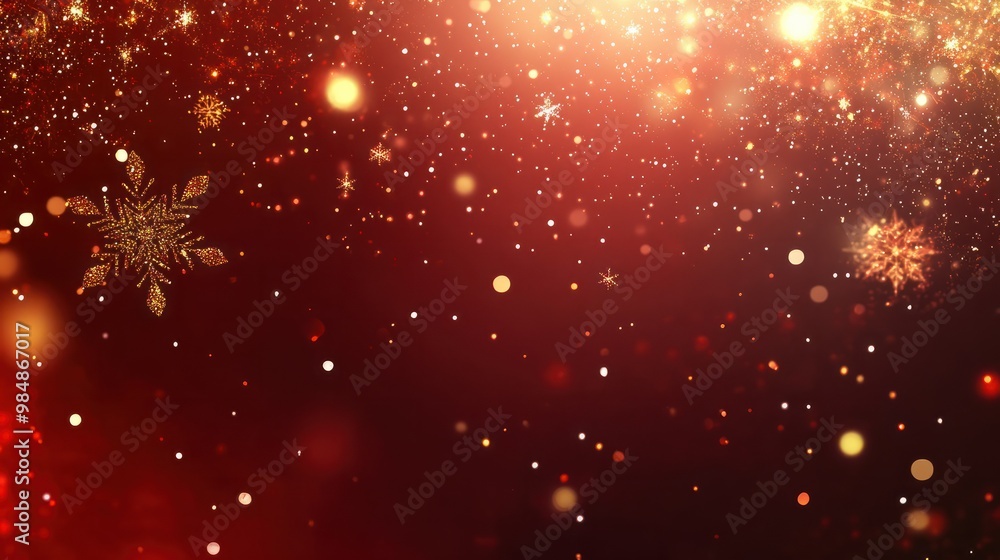Glittering red Xmas background with snowflakes and lights. Merry Christmas banner. transparent background Glittering red Xmas background with snowflakes and lights. Merry Christmas banner. transparent background