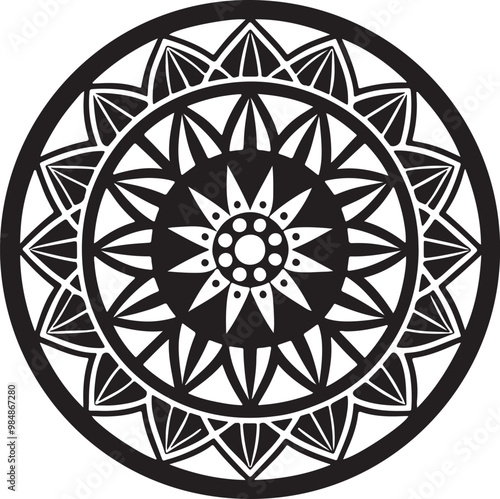 A creative simple mandala design vector style silhouette with white background