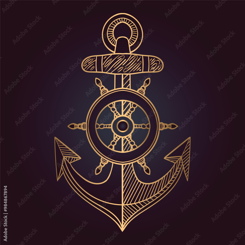 Naklejka premium Vector illustration of Anchor symbol, vector