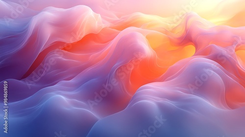 A captivating abstract artwork featuring a vibrant flow of colorful waves, blending hues of pink, orange, and purple