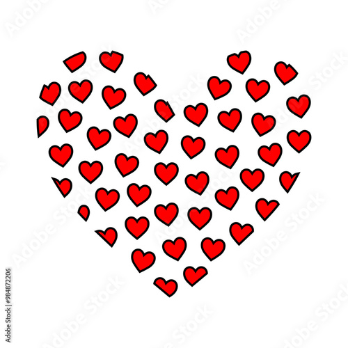 Red heart outline style icon isolated vector illustration