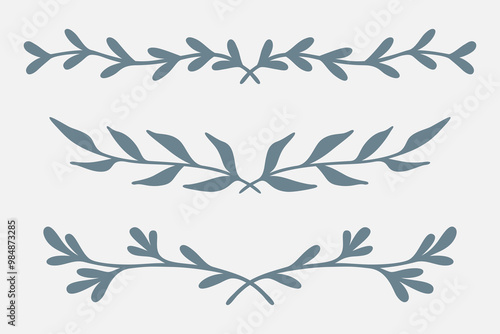 Border Set | Elegant Botanical Borders | Split Border Elements | Leafy Vector Frames