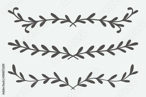 Border Set | Elegant Botanical Borders | Split Border Elements | Leafy Vector Frames