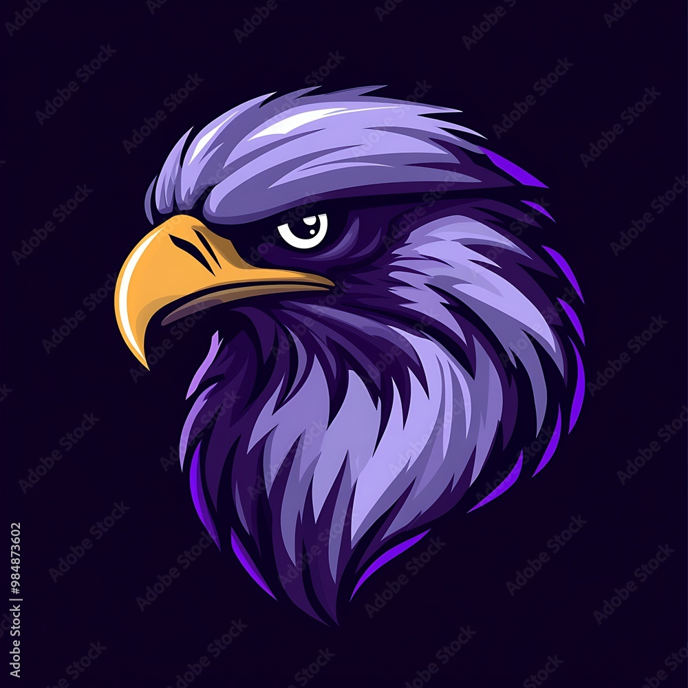 Purple and Yellow Eagle Head Mascot Logo Design Purple and Yellow Eagle Head Mascot Logo Design