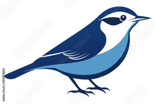 Nuthatch birds silhouette vector illustration on a white background 