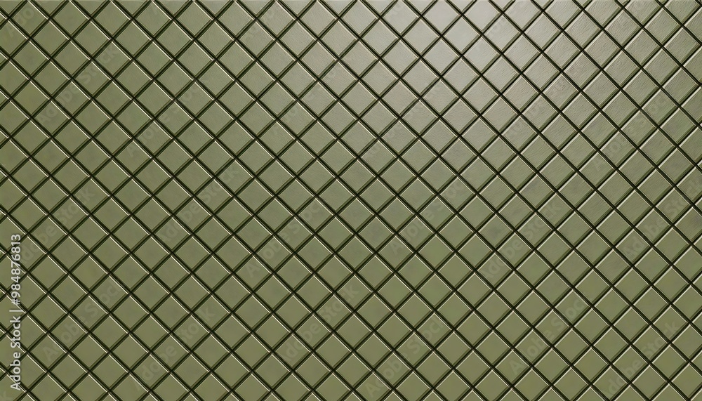 Fototapeta premium Green mesh pattern with crisscrossing lines forming diamond shapes.