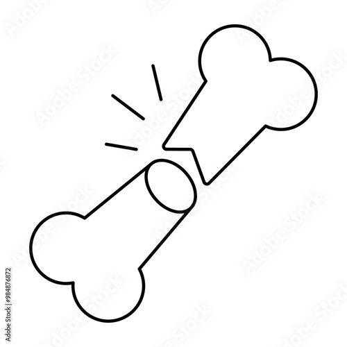 A flat design icon of broken bone 