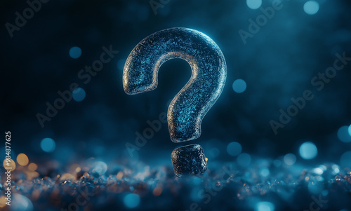 3D illustration of question mark on a dark blue background