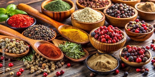 Aromatic Spices in Wooden B...