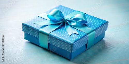 Blue Gift Box with White Po...
