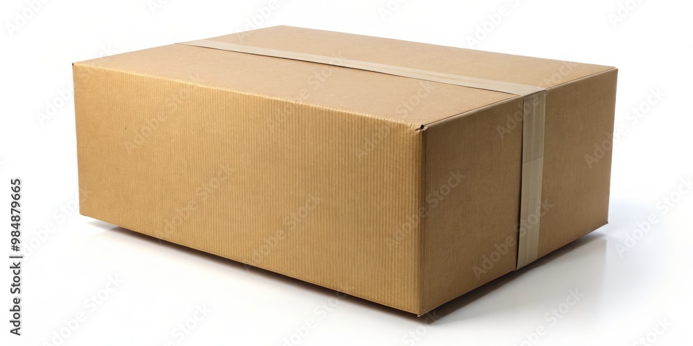 Close-up of a Brown Cardboard Box with Tape, isolated on a white background, package ,shipping ,delivery Close-up of a Brown Cardboard Box with Tape, isolated on a white background, package ,shipping ,delivery