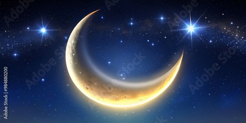 Crescent Moon and Stars in ...