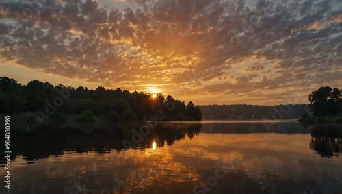 Sunrise Over the Lake