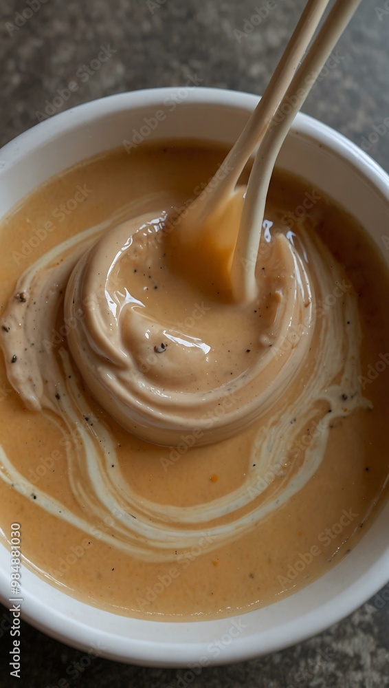 Swirling milk tea in a bowl. Swirling milk tea in a bowl.