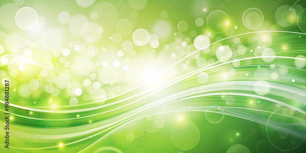 Green Abstract Background with Bokeh Circles and Swirling Lines, abstract, background, bokeh Green Abstract Background with Bokeh Circles and Swirling Lines, abstract, background, bokeh