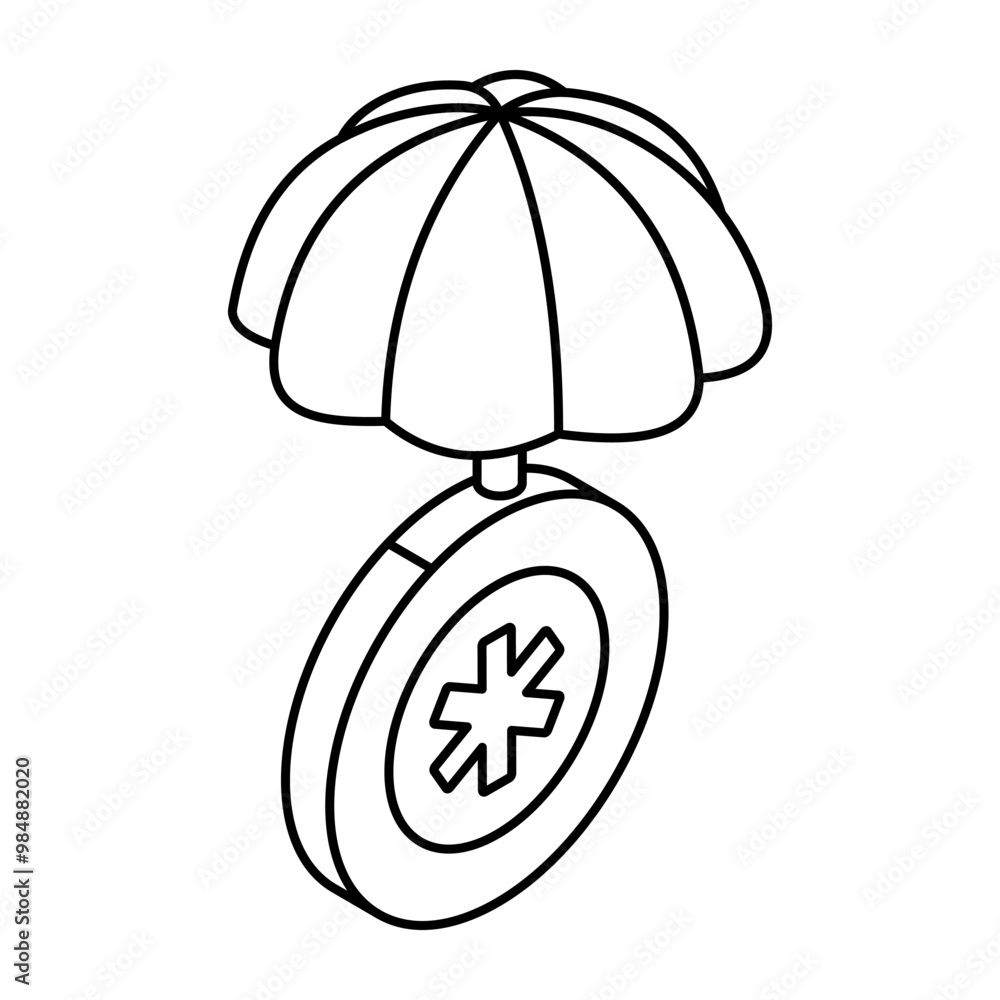 A flat design icon of medical insurance A flat design icon of medical insurance