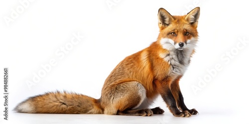 Wallpaper Mural Red Fox Sitting on White Background, Photography, Animal, Wildlife, Nature Torontodigital.ca