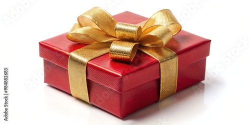 Red Gift Box with Golden Ri...