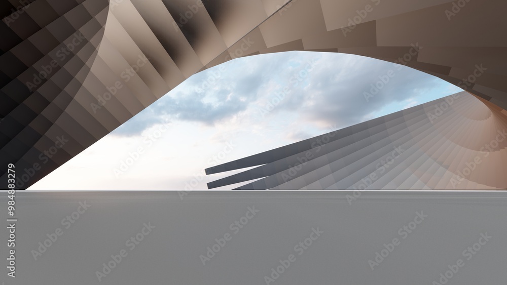 Obraz premium Abstract architecture background arched interior 3d render
