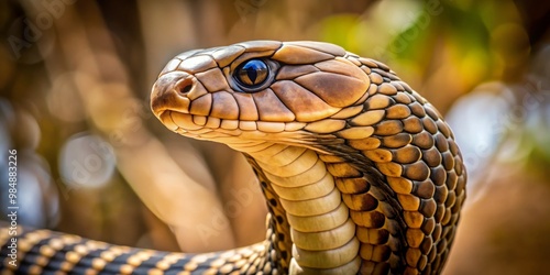 The King Cobra's Gaze A Close-Up of a Venomous Predator, Reptile, Wildlife, Snake