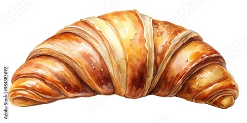 Watercolor Croissant Illust...