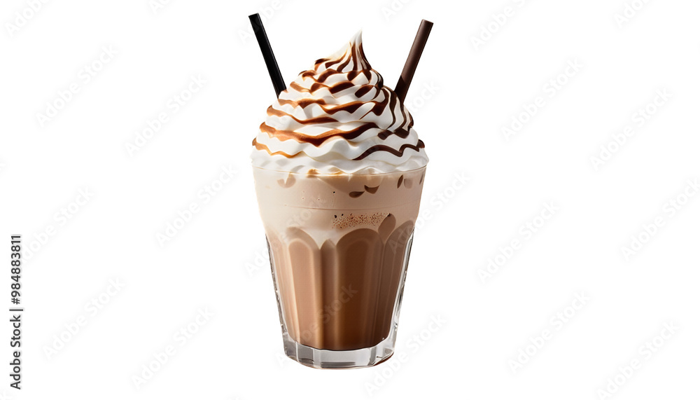 coffe straw cutout background frappe glass smoothie hot drink shake milk mixed juicy transparent cut-out cut-out isolated yogurt vitamin ice fitness drinking energy health dieting nourishment brown
