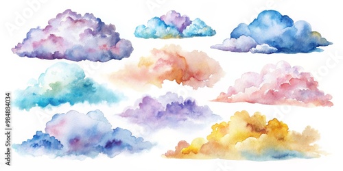 Watercolor Sky, Colorful Cl...