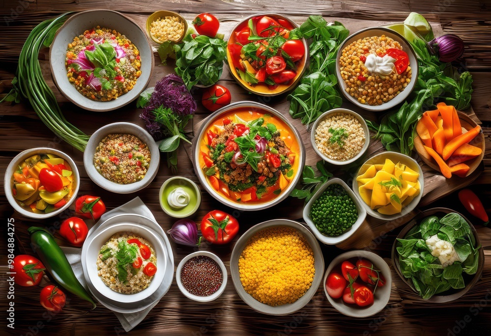 vibrant array homemade meals showcasing fresh ingredients compared fast food alternatives, artisan, appetizing, balanced, colorful, comfort, cuisine vibrant array homemade meals showcasing fresh ingredients compared fast food alternatives, artisan, appetizing, balanced, colorful, comfort, cuisine