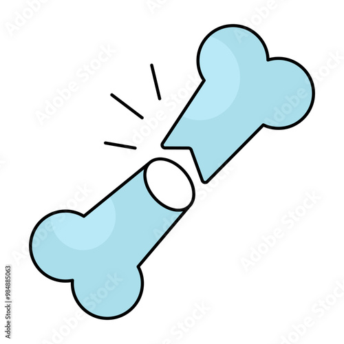 A flat design icon of broken bone 