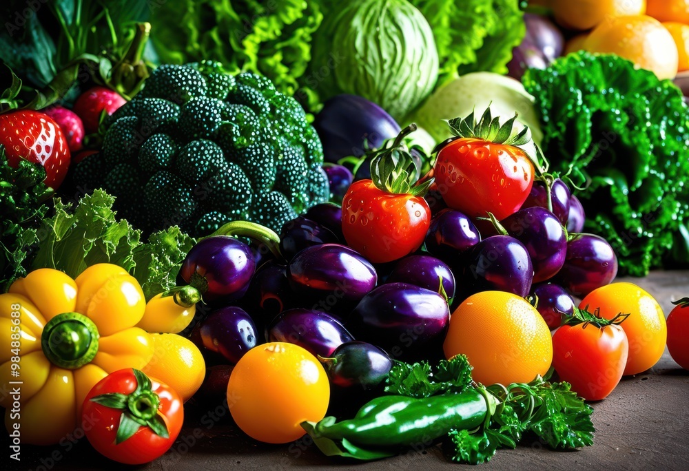 vibrant assortment nutritious fruits vegetables showcasing health benefits freshness colorful display, abundance, antioxidants, bounty, crops, cuisine vibrant assortment nutritious fruits vegetables showcasing health benefits freshness colorful display, abundance, antioxidants, bounty, crops, cuisine